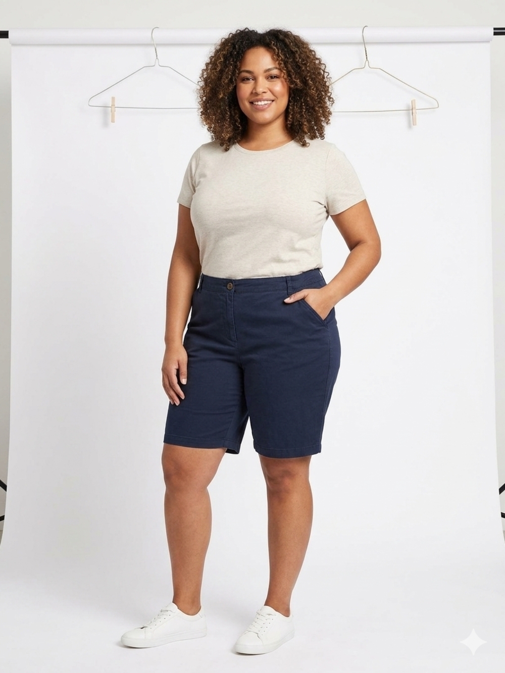 J. Jill Navy Bermuda Shorts with Mid Rise